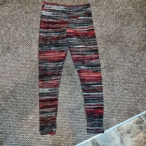 Faded Glory Red and Black Leggings with Artistic Stripes